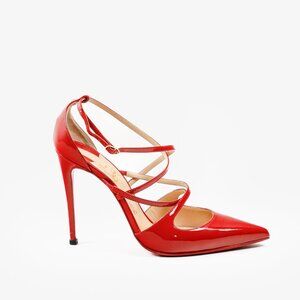 Christian Louboutin Red Patent Leather Cross-Filetika 100 Pumps